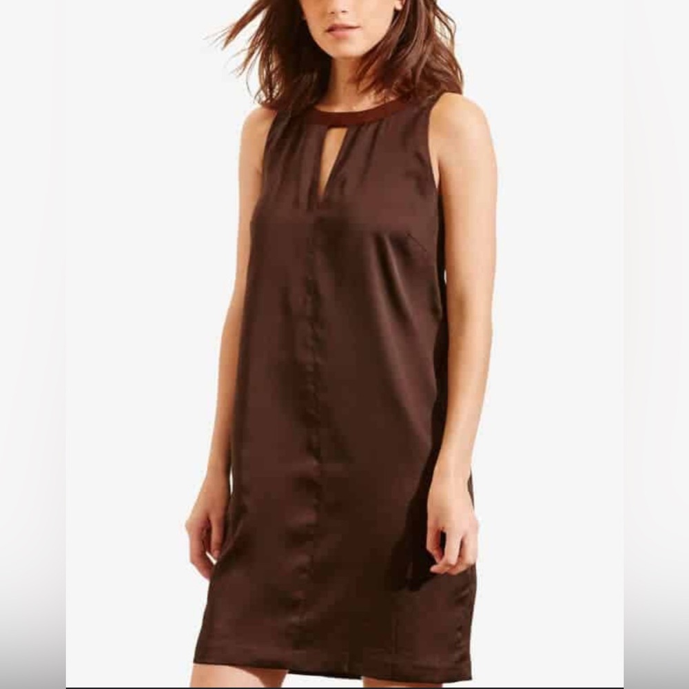 Ralph Lauren Dress 18W 18 W Brown Silky Suede Trim Sheath Career Party NWT